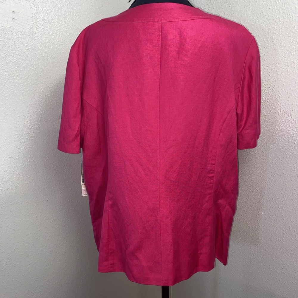 New East 5th Summer Blazer Women's 1X Barbie Pink‎ Button Up Linen Blend Y2K - Picture 4 of 10